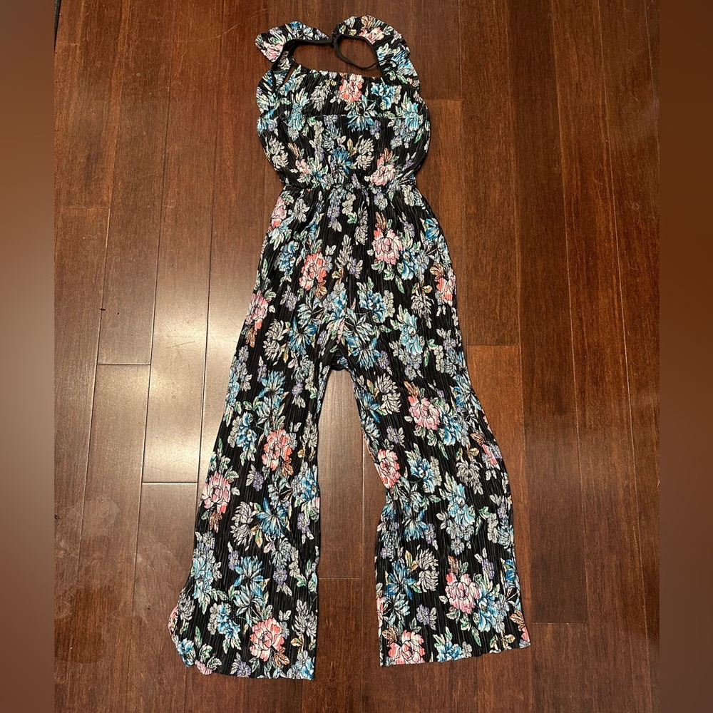 Free People Black Floral Jumpsuit